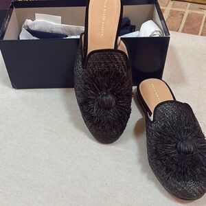 Polo Ralph LaurenBlack Raffia Woven Mules
